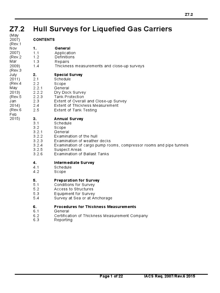 Z7.2 Hull Surveys For Liquefied Gas Carriers Z7.2 | PDF | Ships | Surveying
