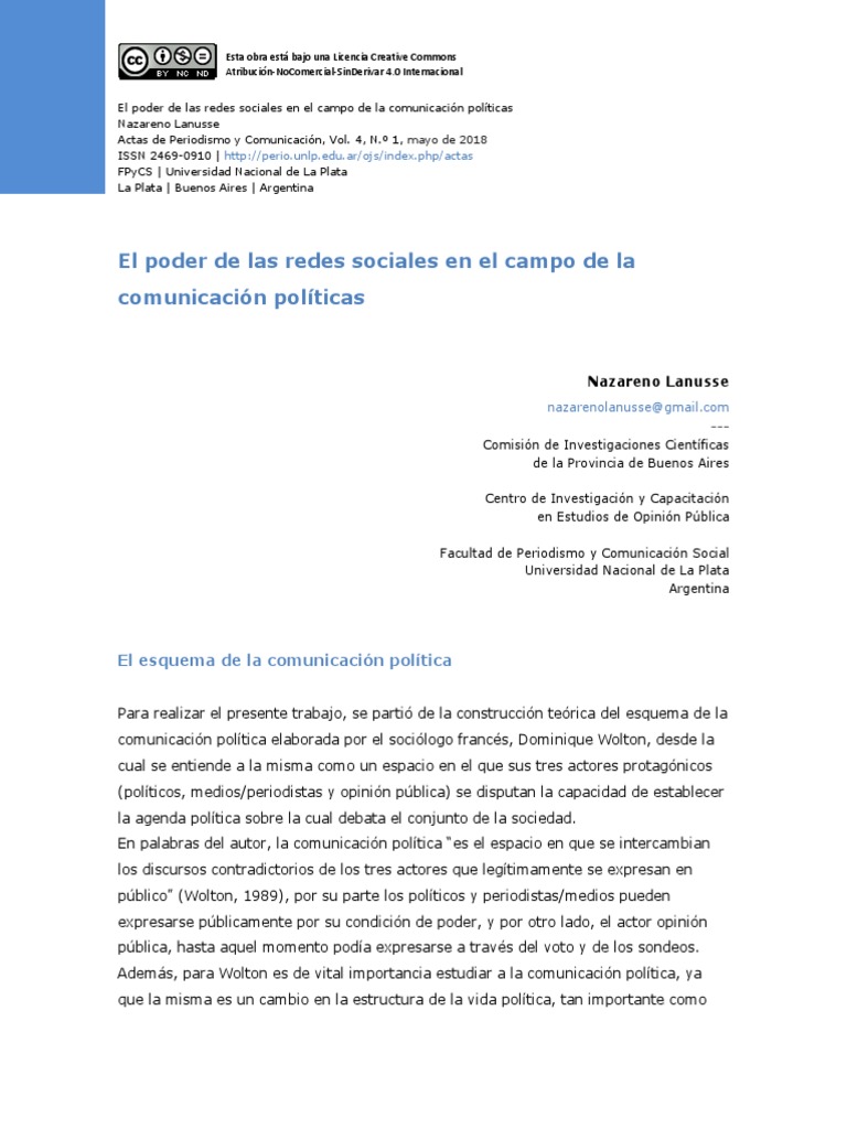 El Poder de Las Redes Sociales en La Comunicación Política | PDF ...