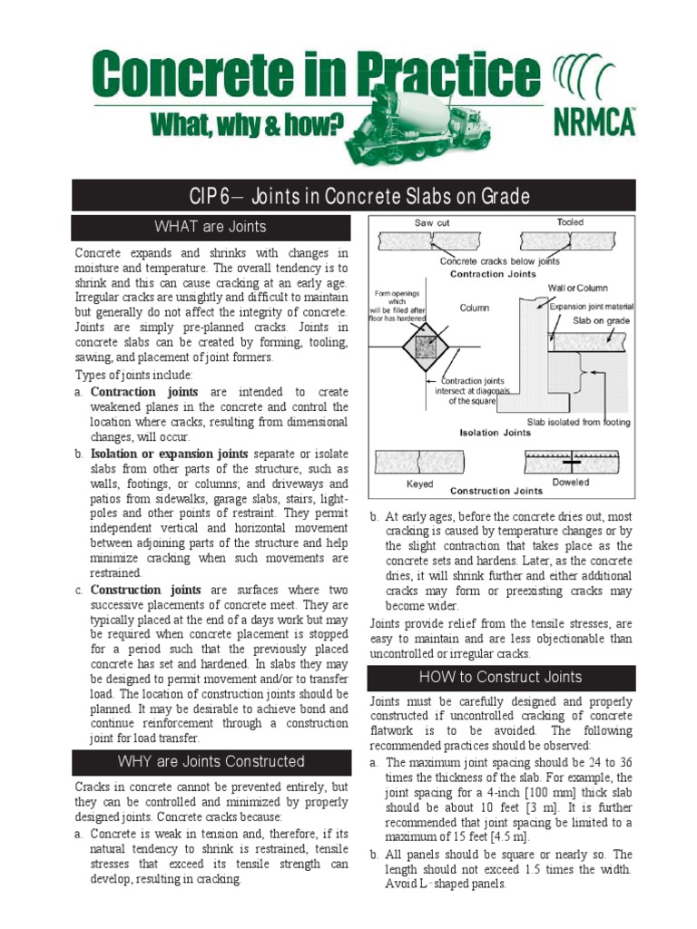 Joints in Concrete Slabs On Grade PDF Concrete Building