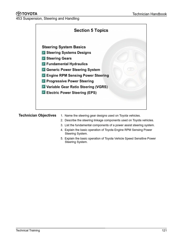 Toyota Power Steering Systems Overview | PDF | Steering | Gear