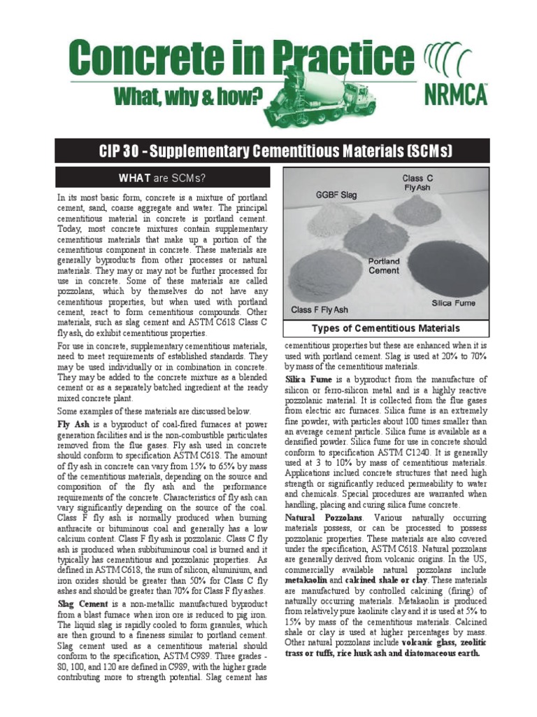 Supplementary Cementitious Materials | PDF | Fly Ash | Concrete
