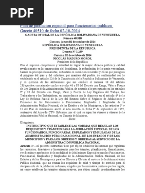 Jubilacion Especial Administracion Publica Venezuela