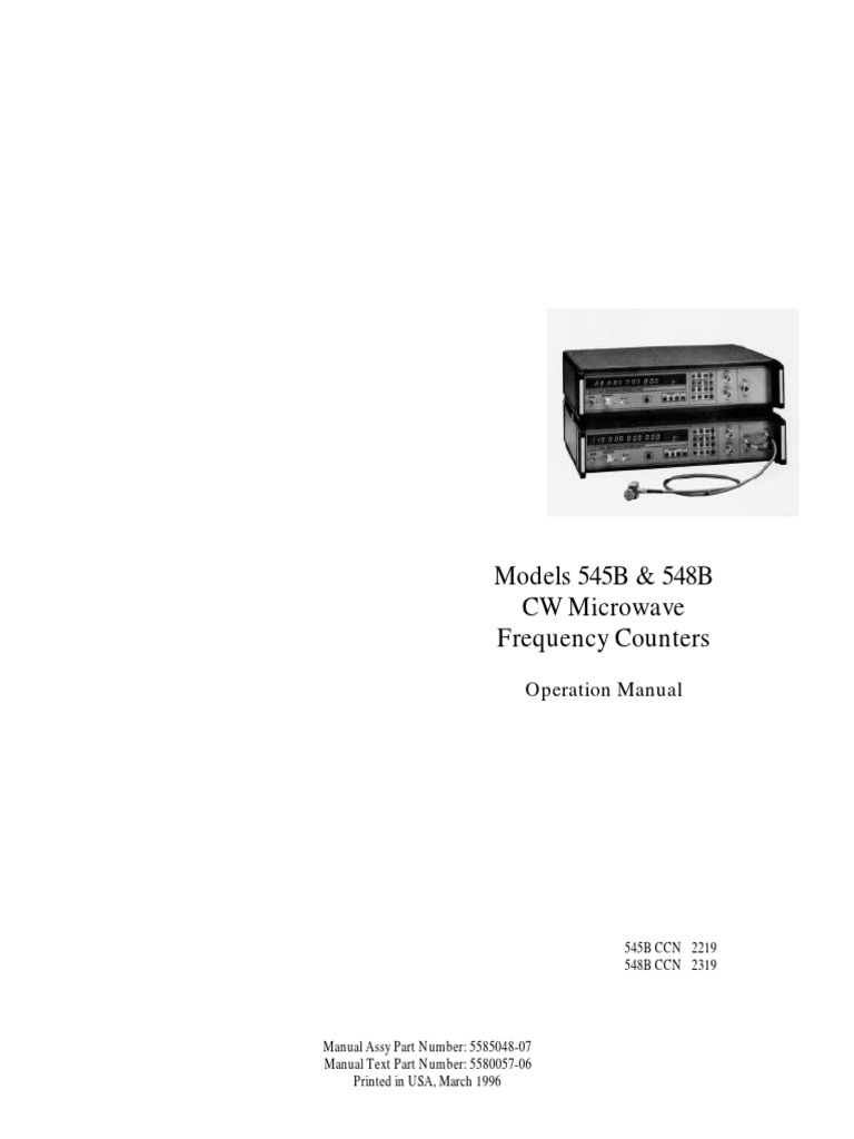 Models 545B & 548B CW Microwave Frequency Counters Operation Manual