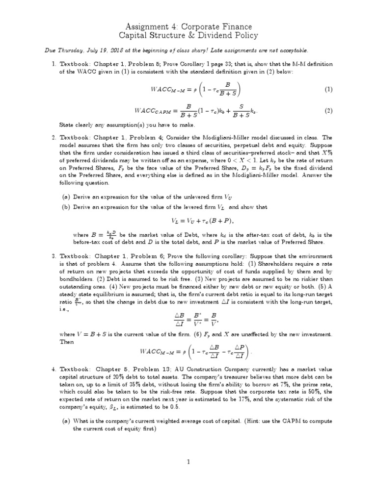 Capital Structure & Dividend Policy Analysis | PDF | Cost Of Capital ...