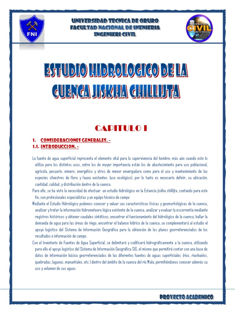 Estudio Hidrológico Cuenca Jiskha Chillijta | PDF | Hidrología | Cuenca ...