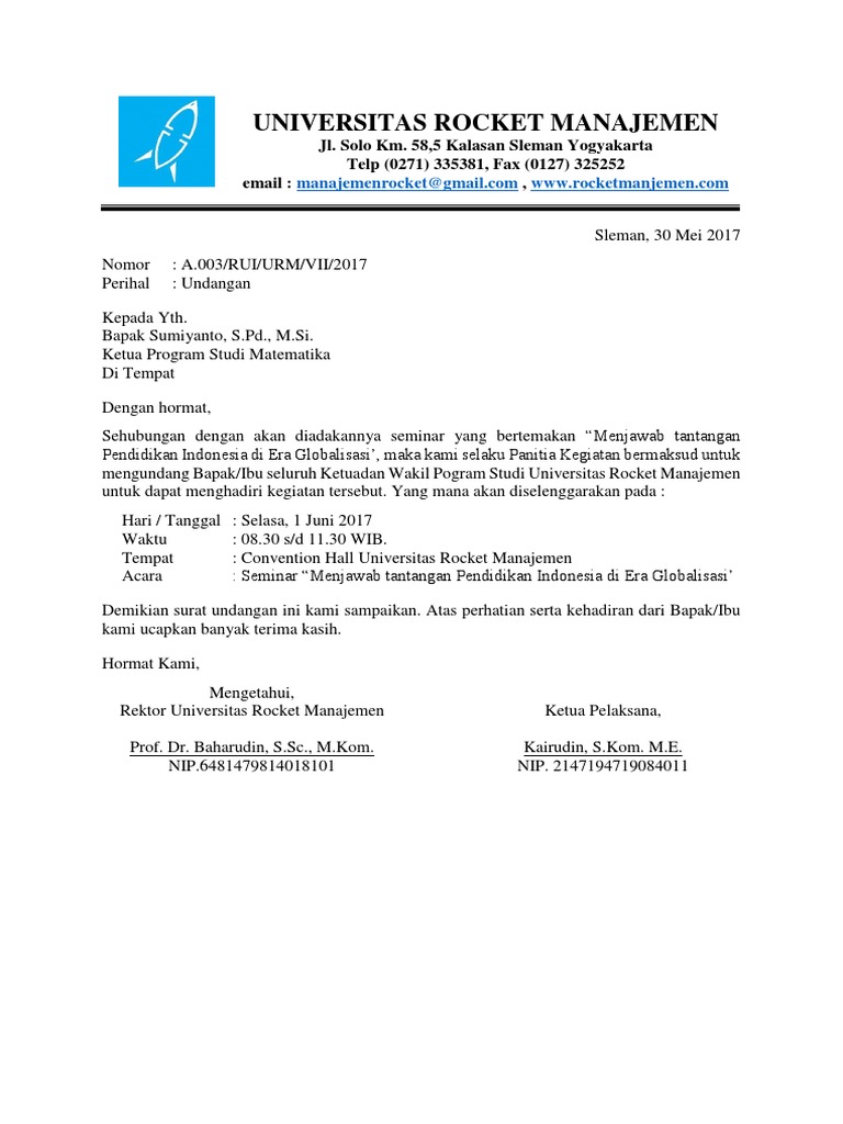 Prescottmonstercross: Surat Undangan Seminar Universitas