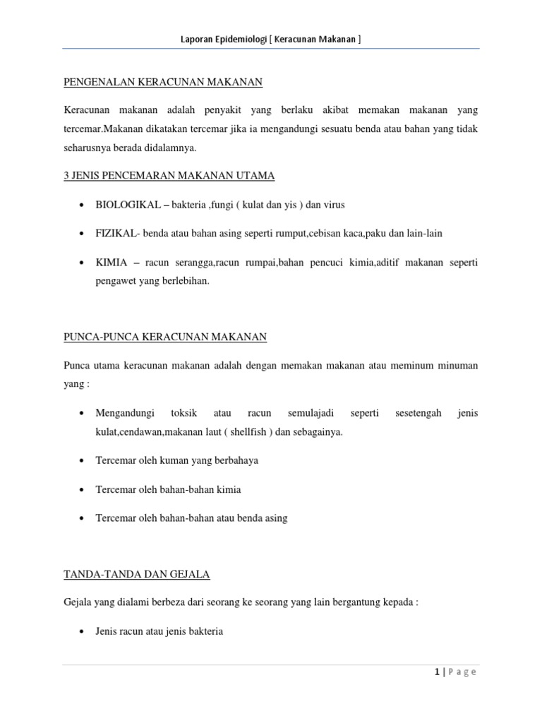 73720898 Laporan Epidemiologi Keracunan Makanan Docx