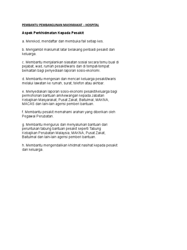 Skop Tugas Pembantu Pembangunan Masyarakat Pdf