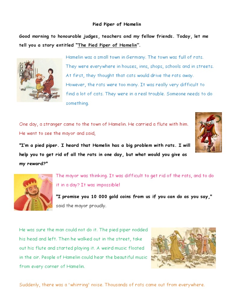 Story Telling Script Pied Piper of Hamelin | PDF