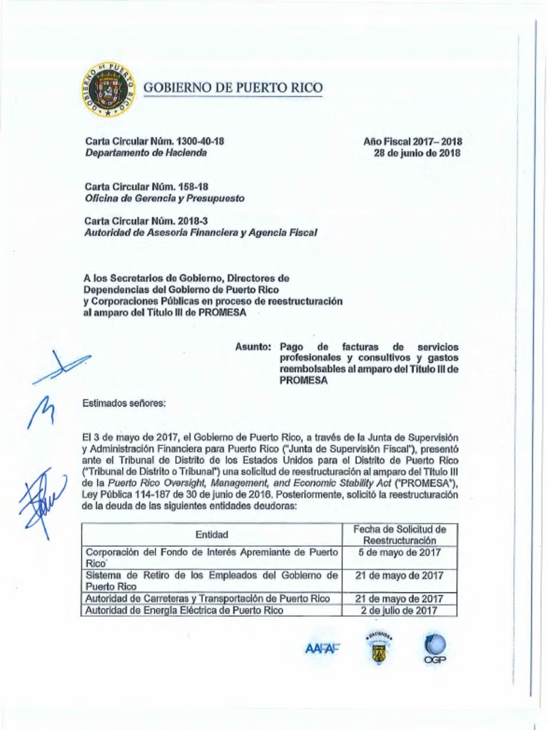 Carta circular-2018-3 Aafaf Hacienda Desembolsos Serv.legales Promesa