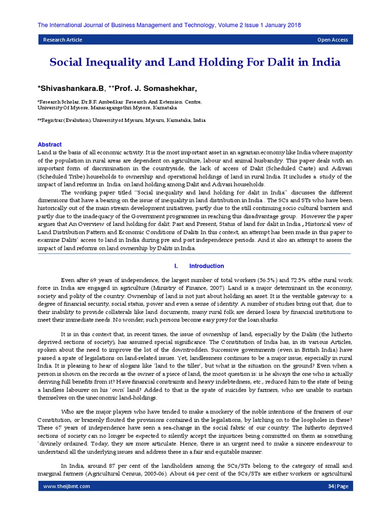 Dalit Land Ownership Inequality in India | PDF | Dalit | Social Inequality