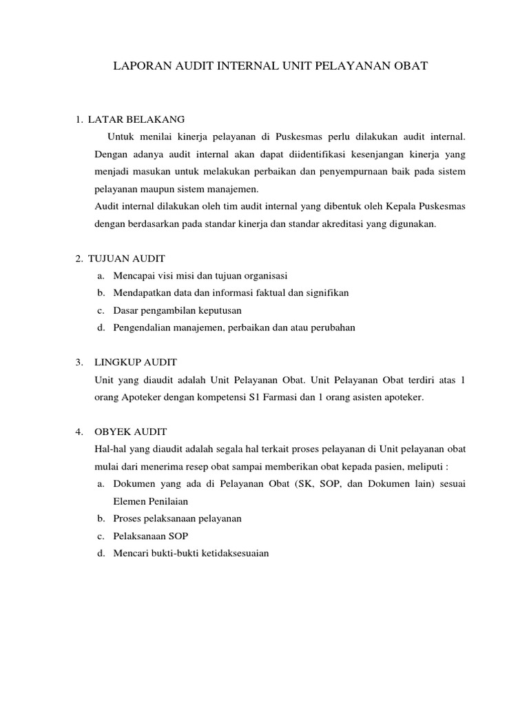 Laporan Audit Internal Obat Edit
