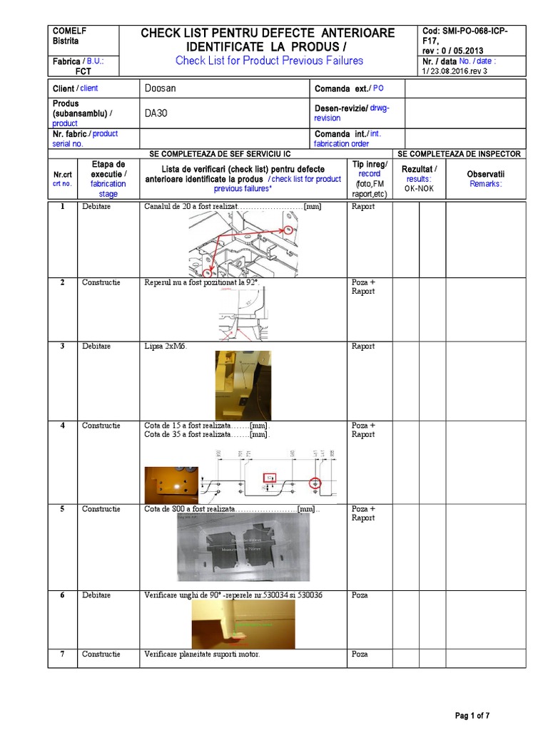 Product Defect Check List for DA30 | PDF