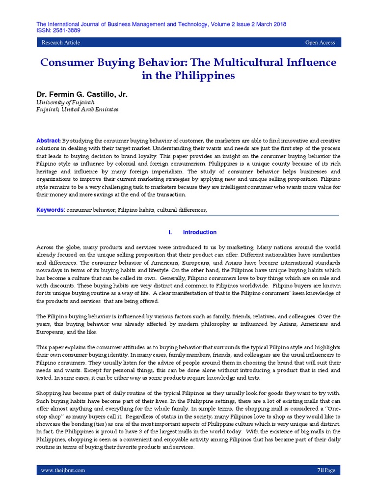 Filipino buying behavior essay image