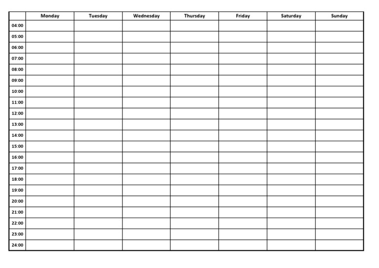 Weekly Schedule A4 - Full Page | PDF
