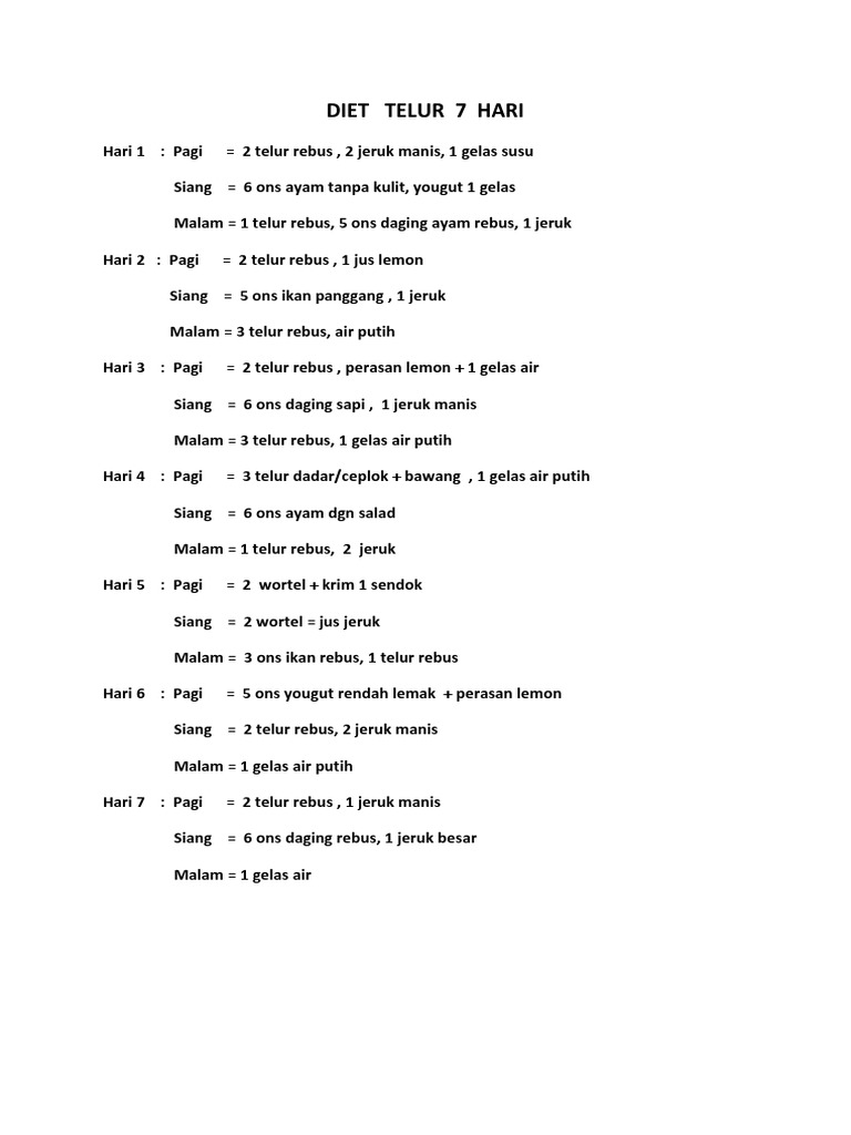 Diet Telur 7 Hari Pdf