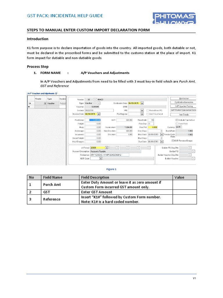 K1 Form Custom Import Declaration Guide | PDF