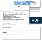 Attendance Evaluation Form