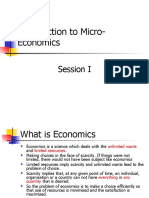 Introduction To Micro-Economics: Session I