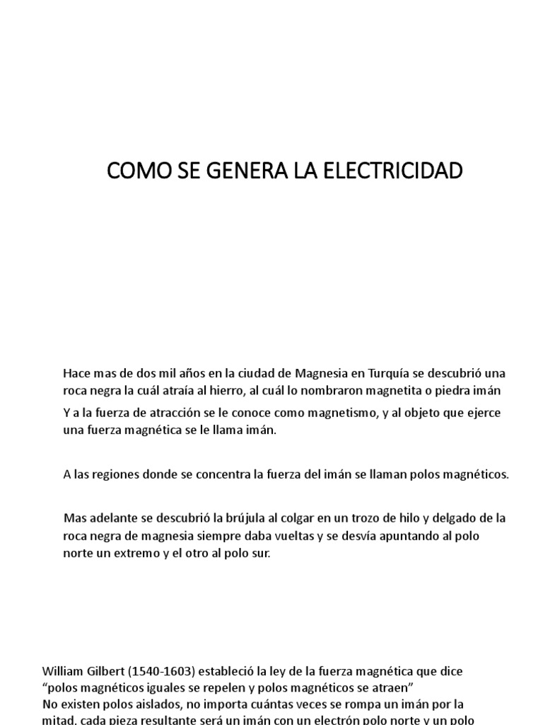 Como Se Genera La Electricidad | PDF