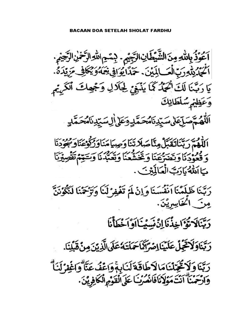 Bacaan Doa Setelah Sholat Fardhu | PDF
