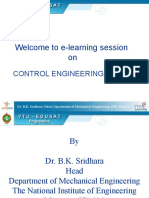 Welcome To E-Learning Session On: Control Engineering (Me 55)
