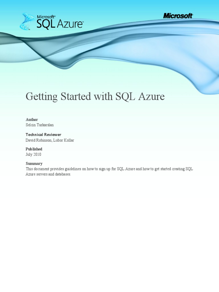 Getting Started With SQL Azure | PDF | Microsoft Sql Server | Microsoft ...