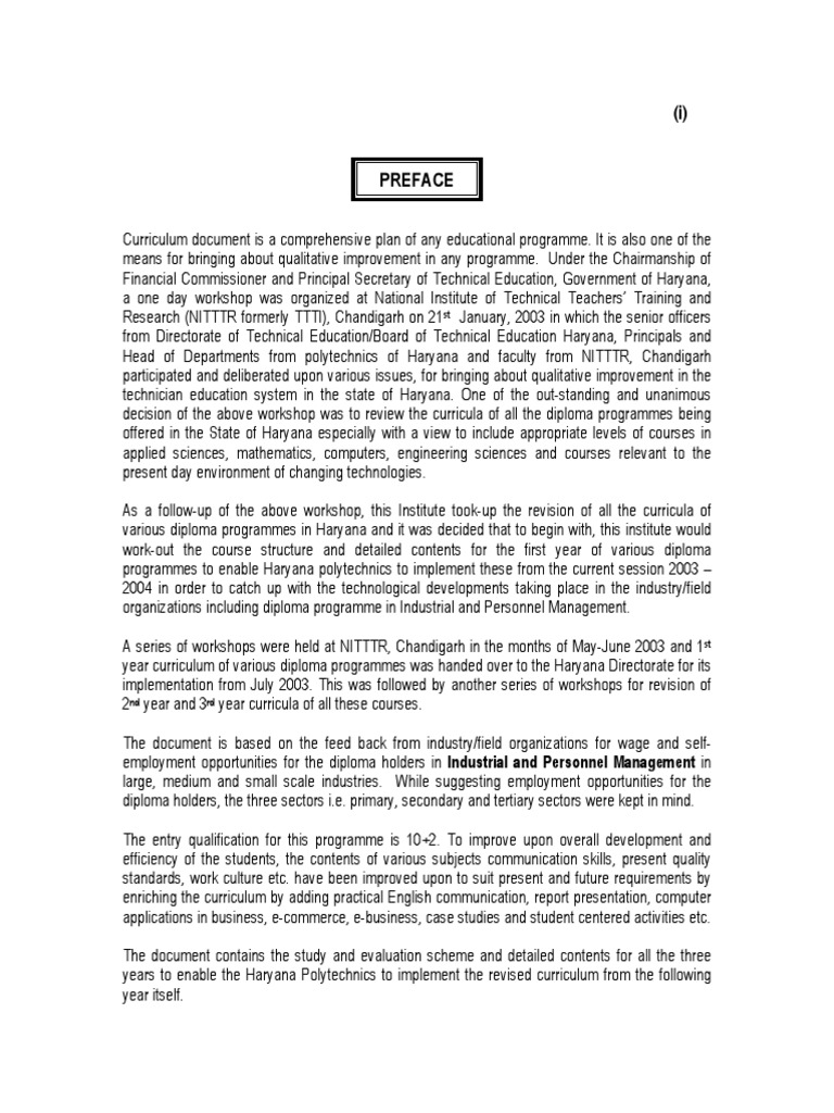 Preface PDF | PDF | Curriculum | Diploma