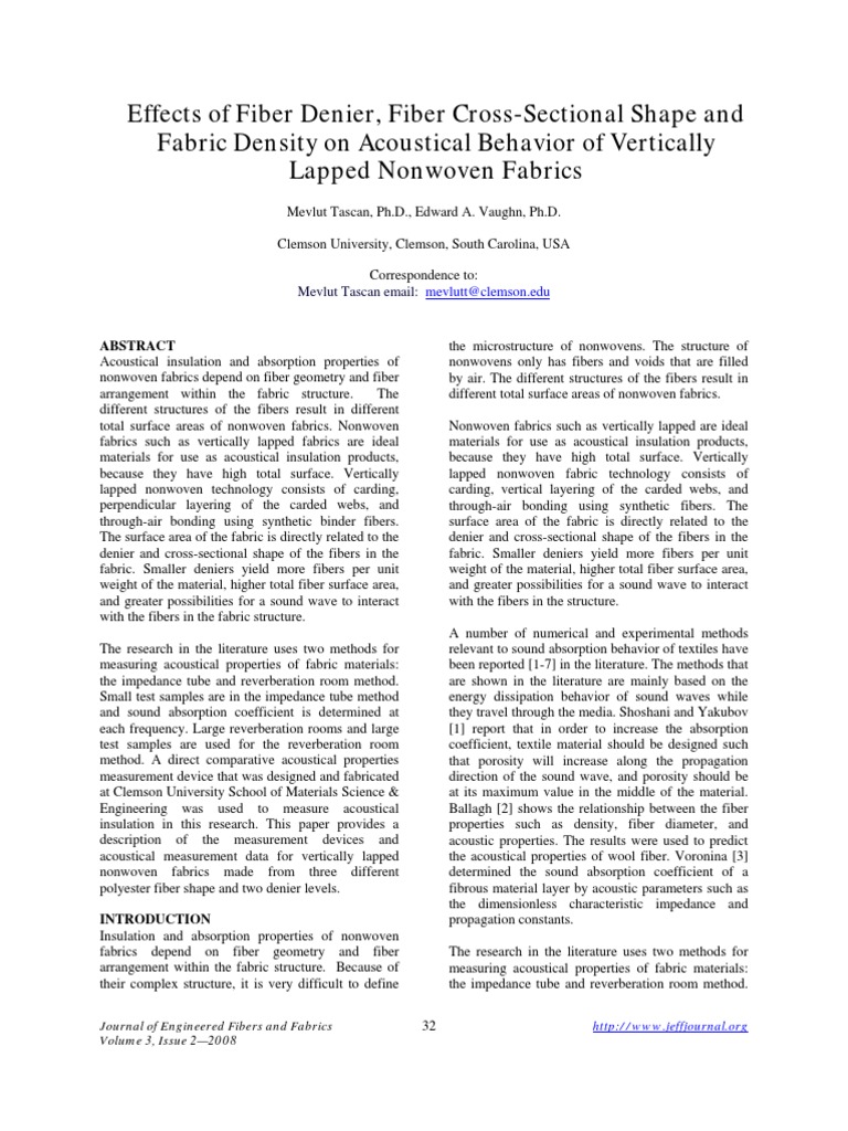 Vertically Lapped Fabrics | PDF | Nonwoven Fabric | Sound