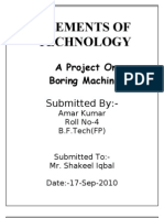 Elements of Technology: A Project On Boring Machine