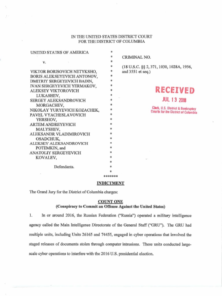 Mueller Indictment | PDF