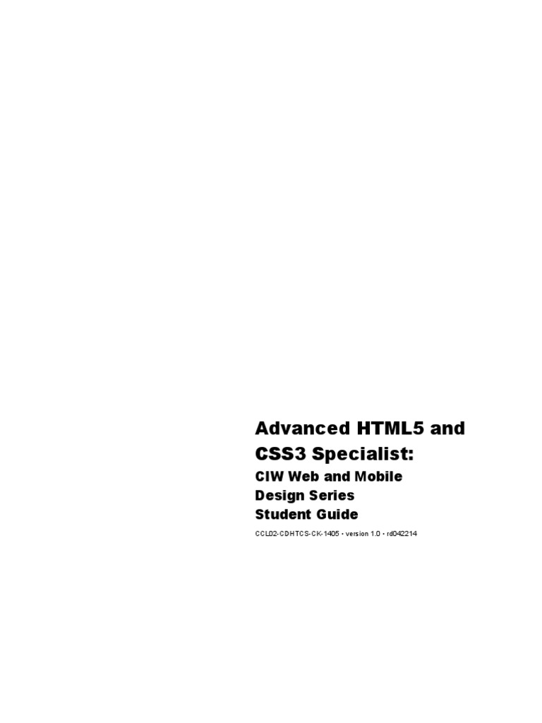 Ciw Advanced Html5 And Css3 Specialist 1do 620