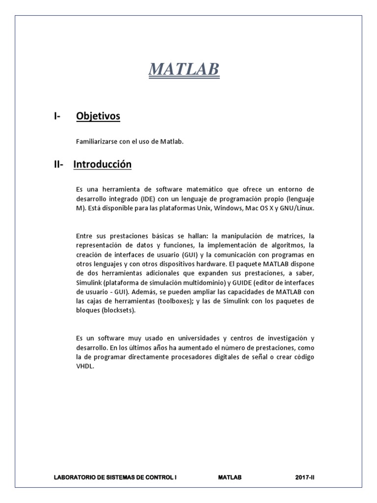 Experiencia 1 Sistemas de Control Matlab | PDF | Matlab | Ingeniería de ...