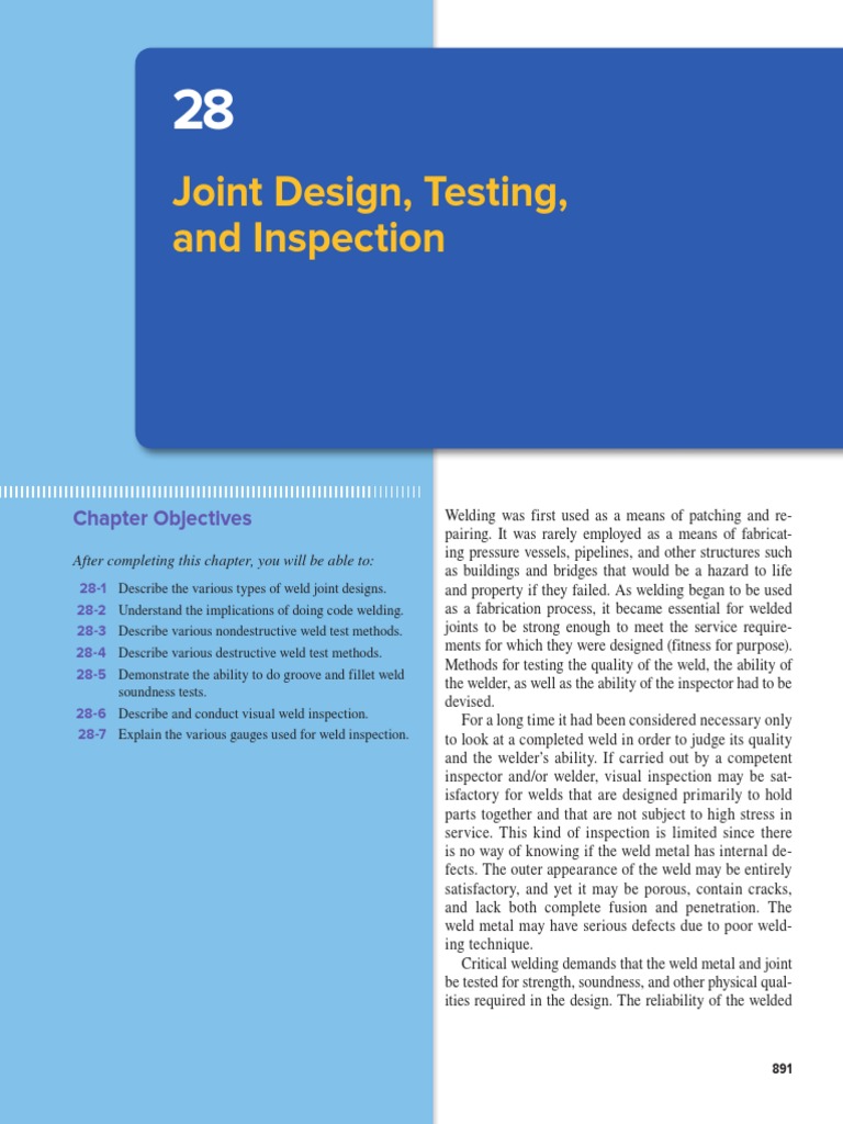 Joint Design, Testing, and Inspection: Chapter Objectives | PDF ...