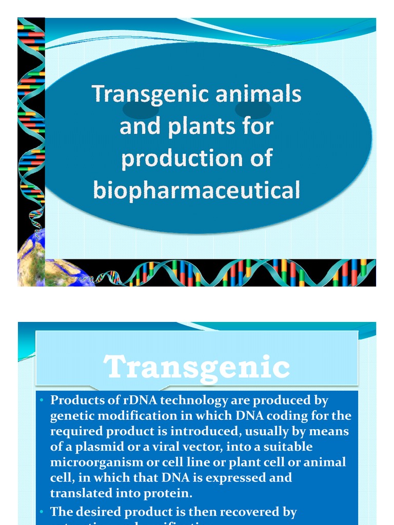 Transgenic Animals and Plants Biopharmaceutical