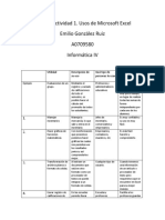 MII-U1 - Actividad 1. Usos de Microsoft Excel