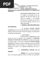 Demanda de Alimentos de Alex Mamani Quiza