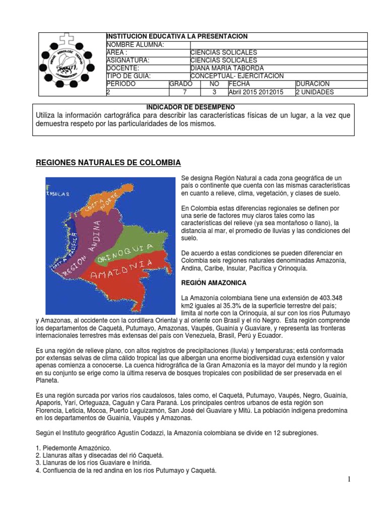 Regiones Naturales de Colombia | PDF | Colombia | Andes