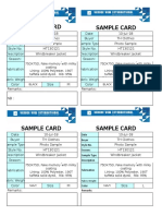 COSTA 2 Sample Card