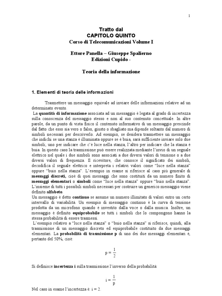 Teoria Della Informazione PDF