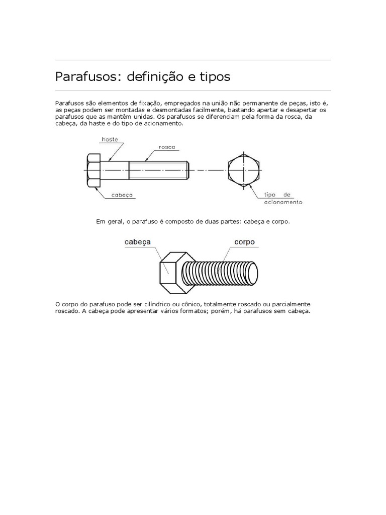 Parafusos - Definição e Tipos | PDF | Parafuso | Pressão
