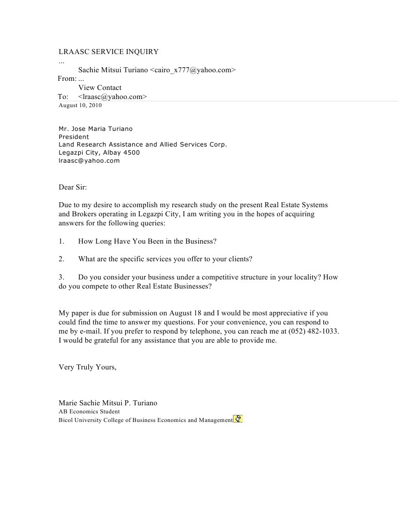 letter of inquiry sample