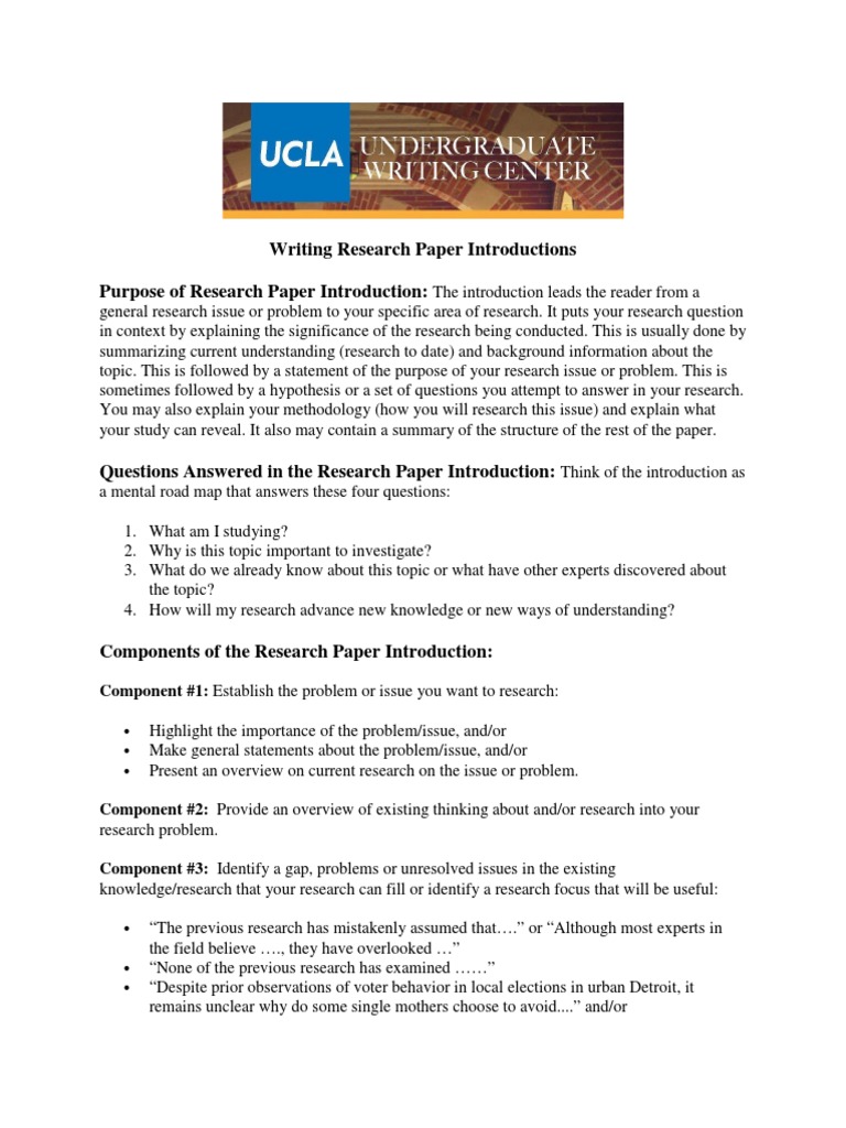 Writing Research Paper Introductions | PDF | Question | Intelligence