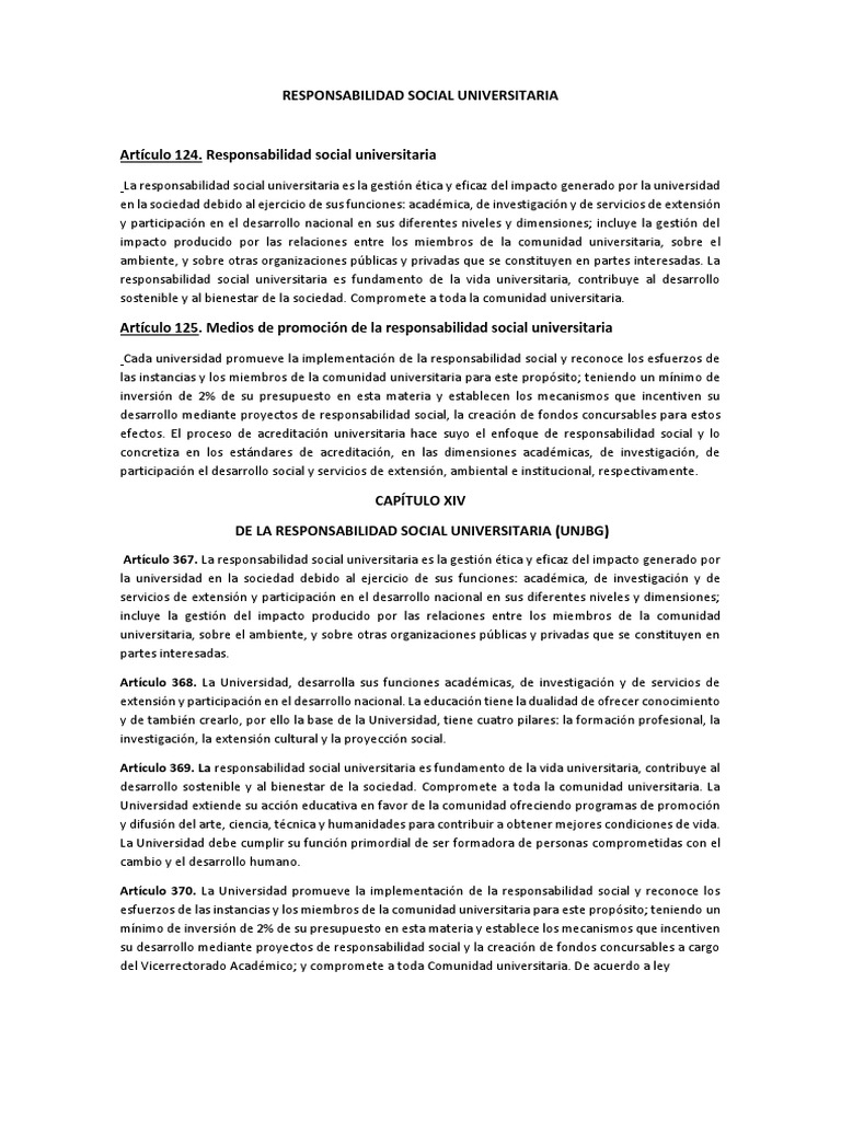 Responsabilidad Social Universitaria Pdf Universidad Sociedad