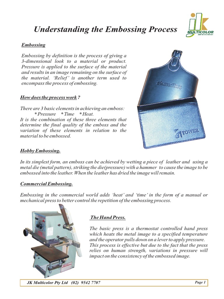 Understanding The Embossing Process PDF Engraving Leather