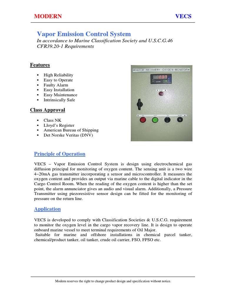 Vapor Emission Control System Modern PDF Oil Tanker Electrical