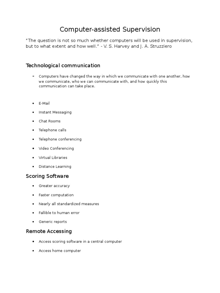 Computer-Assisted Supervision Insights | PDF | Computers | Technology ...