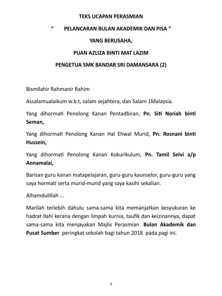 Contoh Surat Program Kibar Jalur Gemilang