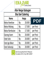 Daftar Harga Makanan Eka Sari Catering