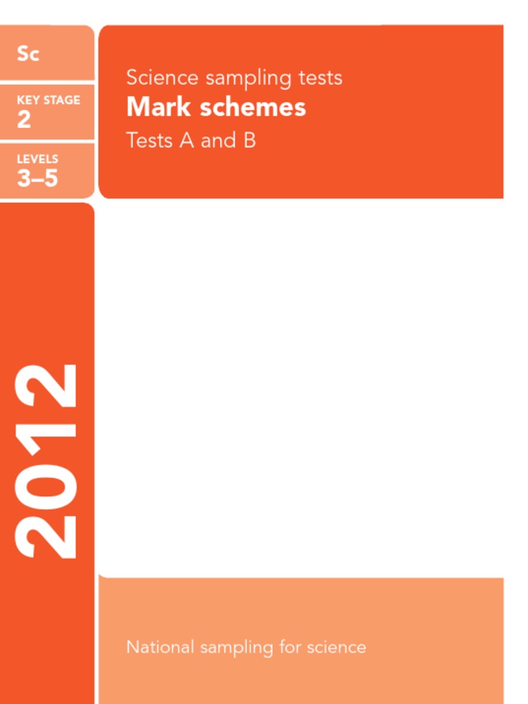 2012 KS2 Science Level 3 5 Science Sampling Tests Mark Schemes TestA and TestB PDF PDF